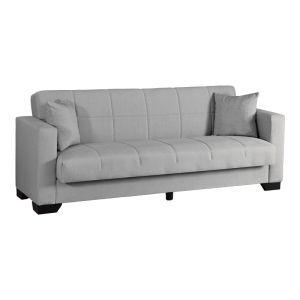 Vox 3-seater sofa bed with storage, light gray fabric, 210x84x83cm