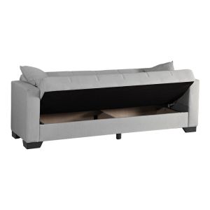 Vox 3-seater sofa bed with storage, light gray fabric, 210x84x83cm