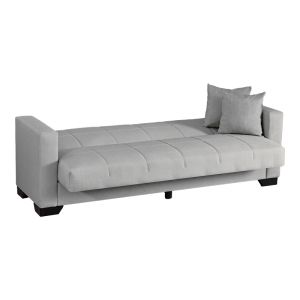 Vox 3-seater sofa bed with storage, light gray fabric, 210x84x83cm
