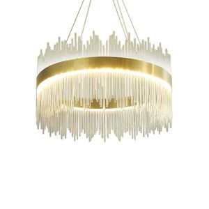 LED полилей Crown в златисто с кристали, размер 40x30 см