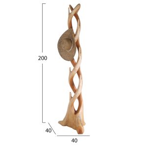 Art floor hanger made of solid tropical wood suar Naturally 40x40x200cm HM9365
