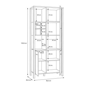 Terrano Riviera display case, Riviera oak color, 87X40X194CM