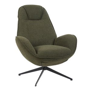 Flago swivel armchair, boucle fabric, olive green, 85x88x103.5 cm