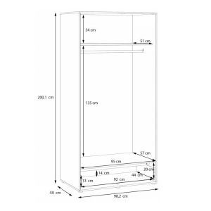 Wardrobe Aria mavela oak color 99X59X200CM