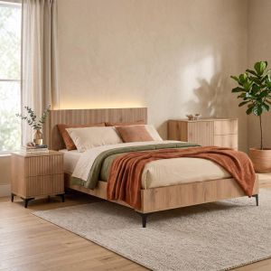 Double bed Alicante natural color cinnamon oak 170X210X110CM (160X200)