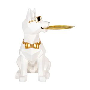 Decorative tabletop figure dog FL7701 white color 46X36X69CM
