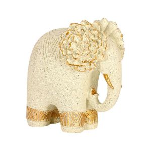 Decorative figure FL25043 elephant white-gold color 17X11X17CM