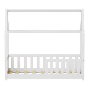 Bambie children's bed with railing Montessori type pine wood in white shade 70x140cm