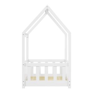 Bambie children's bed with railing Montessori type pine wood in white shade 70x140cm