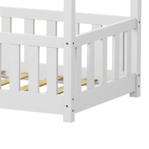 Bambie children's bed with railing Montessori type pine wood in white shade 70x140cm