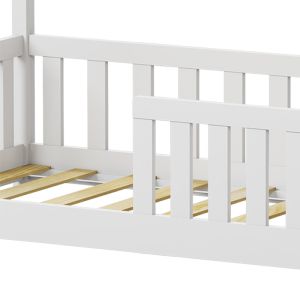 Bambie children's bed with railing Montessori type pine wood in white shade 70x140cm