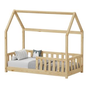 Bambie children's bed with Montessori railing, pine wood type, natural shade, 70x140cm