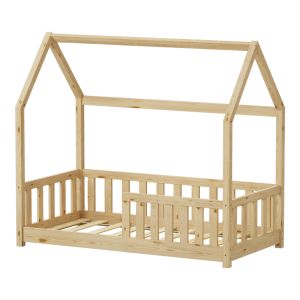 Bambie children's bed with Montessori railing, pine wood type, natural shade, 70x140cm