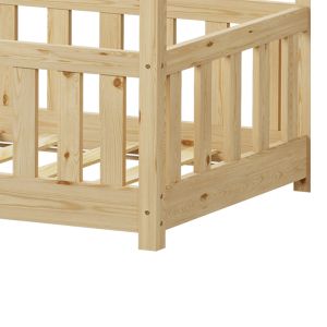 Bambie children's bed with Montessori railing, pine wood type, natural shade, 70x140cm