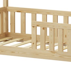 Bambie children's bed with Montessori railing, pine wood type, natural shade, 70x140cm