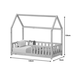Bambie children's bed with Montessori railing, pine wood type, natural shade, 70x140cm