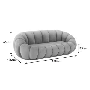 Velvet sofa Beverly Embrace in rotten apple color 180x105x65cm