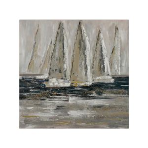 Картина върху платно FL1069 бяло-синьо 100X100СМ