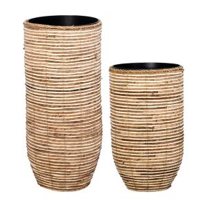 Set of 2 pots FL24055 brown-beige color 37X37X80CM 31X31X57CM