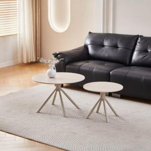 Set of 2 coffee tables Avrian beige-cashmere color 70X45+50X41CM