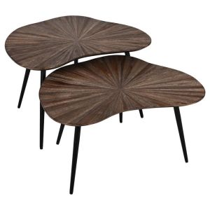 Set of 2 coffee tables Gaia brown color 76X52X45CM and 76X52X38CM