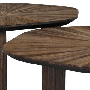 Set of 2 coffee tables Gaia brown color 76X76X40CM and 62X62X45CM