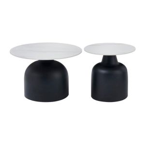 Set of 2 coffee tables Setrina white-black color 70X46+50X48CM
