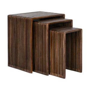 Set of 3 coffee tables Gaia brown color 41X34X50CM &amp; 32X34X46CM &amp; 23X34X40CM