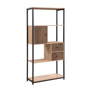 Метална библиотека-рафт Rythmos Sonoma-цвят орех 78X30X158СМ