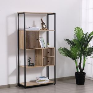 Метална библиотека-рафт Rythmos Sonoma-цвят орех 78X30X158СМ