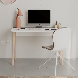 Minimalist desk Malia in white-natural-gray 120x60.5x75cm