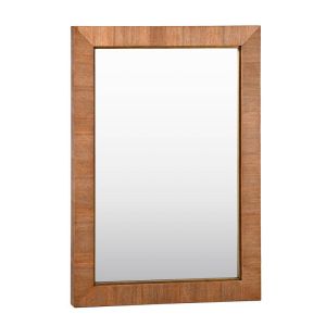 Noria mirror with veneered painting on canvas in brown color 74X5X104CM