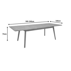 Pino table, extendable, teak, natural shade, 180/240x100x75cm
