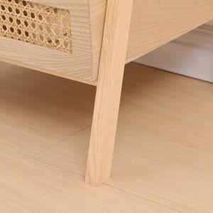 Floor 3-tier shelf made of Scandinavian pine, wood-rattan in natural color 44x37x110 cm