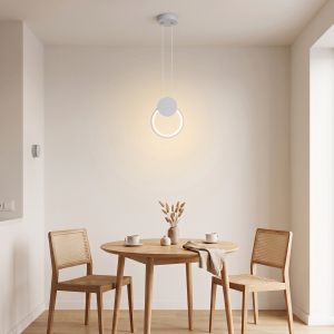 Полилей Ganden led метал в бял цвят D26.5x20см