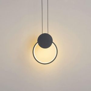Полилей Ganden led метал в черен цвят D26.5x20см