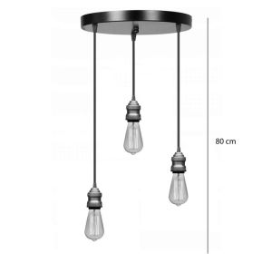 Chandelier Sopio E27 in black metal Color30x85cm