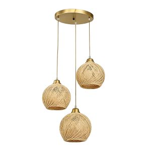 Полилей с три лампи Denma E27, златиста, метална, с PP, D40x120 см