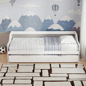 Sofa bed Benato, pine, white, 90x190 cm