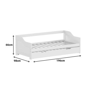 Sofa bed Benato, pine, white, 90x190 cm