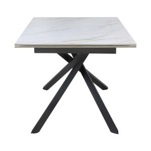 Extendable dining table FL2507 white ceramic surface metal legs 160-240X90X75CM
