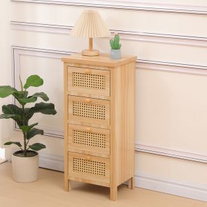 Скрин от скандинавски бор, ратан в естествен цвят, 34.5x26x78.5 см