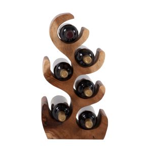 Solid wood bottle rack for 6 bottles 18x20x50cm HM9485