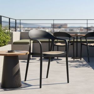 Ember chair with UV protection Pp beige-black 52.5x56.5x81cm