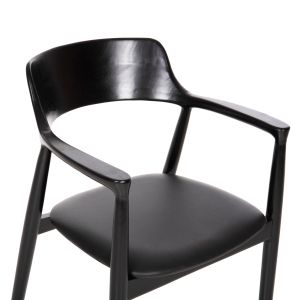Kween chair HM9634.02 made of mahogany wood and seat made of black eco-leather 58x53x80hcm