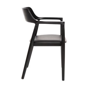 Kween chair HM9634.02 made of mahogany wood and seat made of black eco-leather 58x53x80hcm