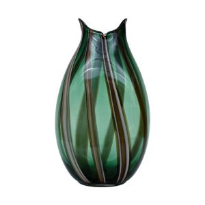 Стъклена декоративна ваза FL30023 зелено-кафяв цвят 21X14X40СМ