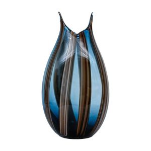 Стъклена декоративна ваза FL30028 синьо-кафяв цвят 21X14X40СМ