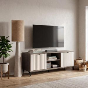 Тв шкаф Aura 138 2V тютюнев цвят с кашмир 138X50X40СМ