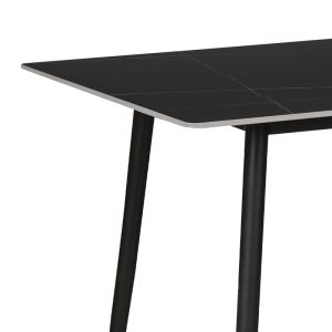 Трапезна маса Gustasso плот технически камък с черни метални крака 120x60x75cm